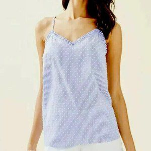 Lilly Pulitzer NWT Ruffled Dusk Tank Top Blue Peri Yarn Dye Size XXS